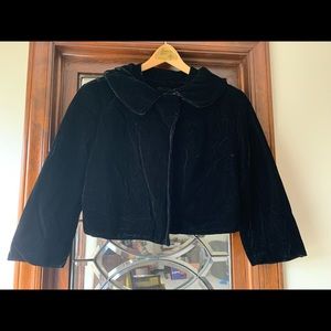 Vintage black velvet crop coat, lined.